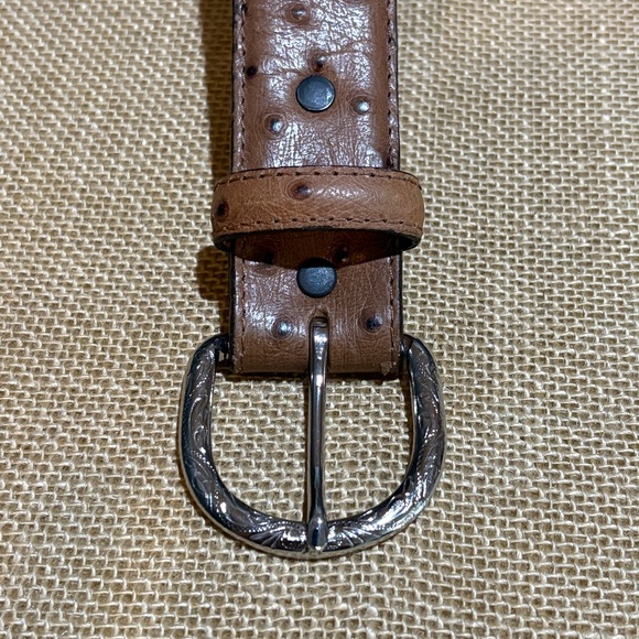 NWOT Mens Gift Ostrich Print Leather Belt + Western Buckle Sz 38 Y1025 USA 1 ⅜ - Picture 5 of 10